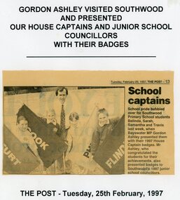 Newspaper Clipping, Southwood Primary School 1997 House Captains