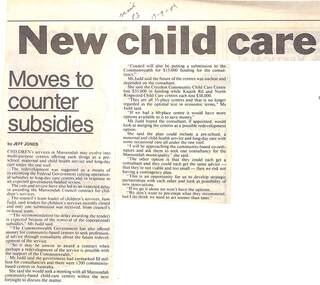 Newspaper clipping, Child Care (Maroondah/Ringwood), 17 September 1996