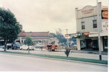 4 Coloured photographs numbered 10043 to 10046, Demolition of buildings in Adelaide Street -Ringwood. Circa 1960