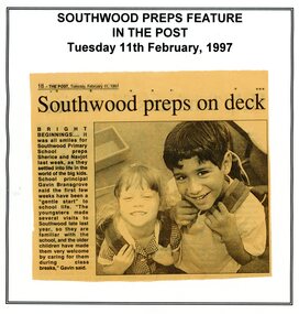 Newspaper - Newspaper Clipping - The Post, Tuesday 11th, February, 1997, Southwood Primary School, Ringwood - "Southwood Preps on Deck"