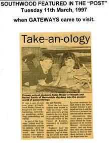 Newspaper - Newspaper clipping, Southwood Primary School, Ringwood. Gateway Gifted and Talented Education program