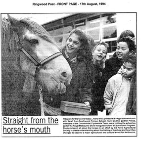 Newspaper - Newspaper Clipping, Southwood Primary School, Ringwood - "Straight from the Horses Mouth"