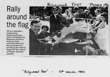 Newspaper - Newspaper Clipping, Southwood Primary School, Ringwood - "Rally Around the Flag"