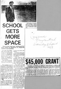 Newspaper - Newspaper Clipping, Southwood Primary School, Ringwood - "School gets more space" and "$45,000 Grant"