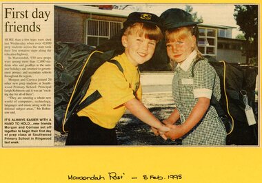 Newspaper - Newspaper Clipping, Southwood Primary School - article from Maroondah Post, 8th, February, 1995