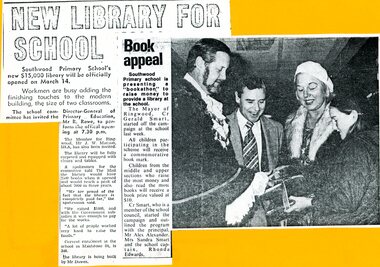 Newspaper - Newspaper Clipping, Southwood Primary School - articles about New Library and Book Appeal