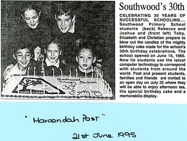 Newspaper - Newspaper Clipping, Southwood Primary School - article about the School's 30th Anniversary
