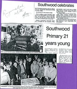 Newspaper - Newspaper Clipping, Southwood Primary School - articles on Southwood's 21st Anniversary from the Ringwood Mail, 25th June, 1986