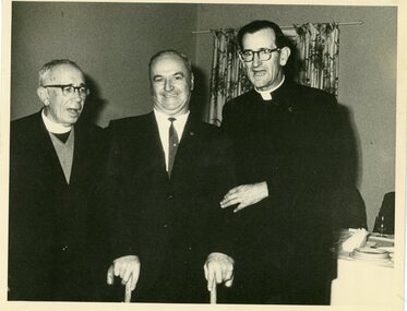 Photograph, Kevin Pratt and two Priests - Circa 1960's. Ringwood