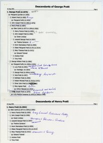 Document, Descendants of George Pratt - Ringwood Family