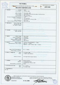 Document, Death Certificate Anthony James Pratt 2008