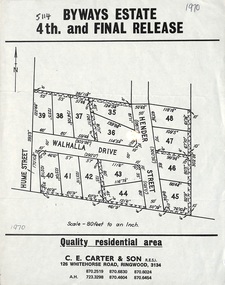 Flyer, Land Sale Brochure, Byways Estate Ringwood East - 4th and Final Release - 1970