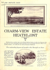 Flyer, Land Sale Brochure, Charm-View Estate, Heathmont, Vic. - c1926