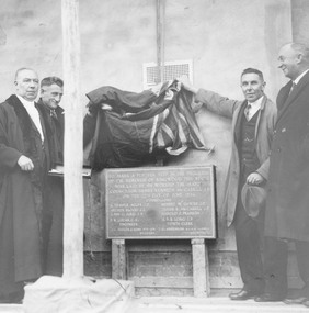 Photograph, Unveiling Foundation Stone for Auditorium section of Ringwood Town Hall. 1936
