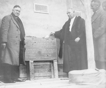 Photograph, Laying Foundation Stone for Auditorium section of Ringwood Town Hall. 1936