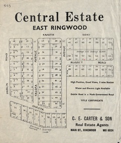 Flyer, Land Sale Advertisement, Central Estate, East Ringwood - 1948