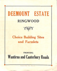 Flyer, Subdivisional Land Sale advertisement - Deemount Estate, Ringwood, Vic. - c.1950