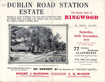 Pamphlet, Land Sale Brochure, Dublin Road Station Estate - 1923