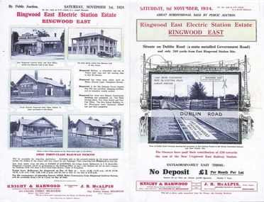 Flyer, Land Sale Auction Brochure, Electric Station Estate, Ringwood East, Vic. - 1924
