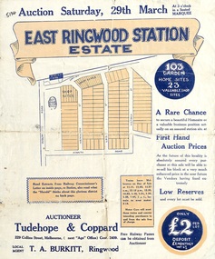 Flyer, Land Sale Auction Brochure, East Ringwood Station Estate - 1924
