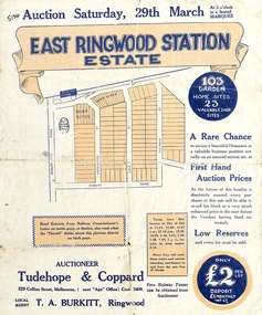 Flyer, Land Sale Auction Brochure, East Ringwood Station Estate - 1924