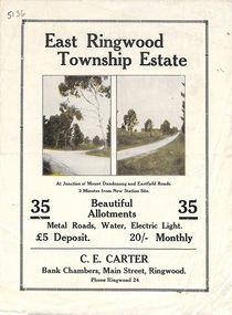 Flyer, Subdivisional Land Sale Brochure, East Ringwood Township Estate, Vic. - 1923