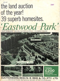 Flyer, Land Auction Sale Advertisement, Eastwood Park, East Ringwood, Vic. - 1967