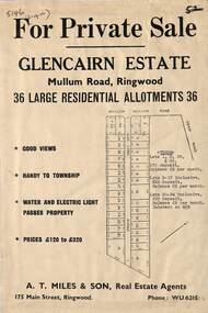 Flyer, Land Sale Advertisement, Glencairn Estate, Ringwood - circa 1960