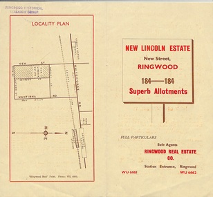 Flyer, Land Sale Brochure, New Lincoln Estate, Ringwood, Vic. - circa 1960
