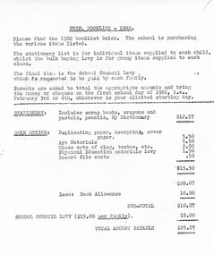 Document - Handout, Southwood Primary School Prep Booklist, 1982