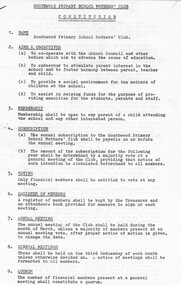 Document - Handout, Southwood Primary School Mothers' Club Constitution, 1982
