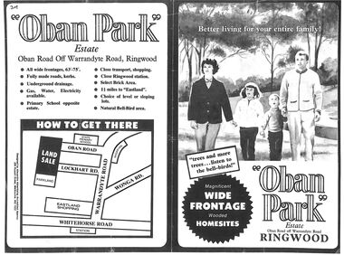 Flyer, Land Sale Advertisement, Oban Park Estate, Ringwood, Vic. - 1969