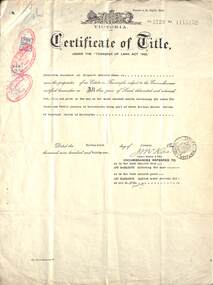 Document, Land Title Certificate for Henrietta Greenwood of Ringwood, Vic. - 31st January, 1931. (4 pages)