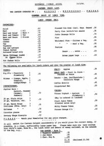 Document - Handout, Southwood Primary School, Canteen Prie List, 10th Feb, 1988