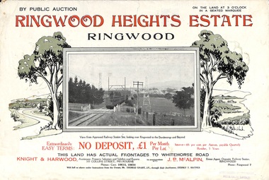 Flyer, Subdivision Advertisement - Ringwood Heights Estate Public Auction - 1924