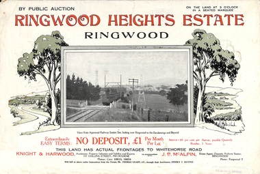 Flyer, Subdivision Advertisement - Ringwood Heights Estate Public Auction - March, 1924