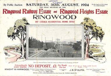 Flyer, Auction Sale Advertisement - Ringwood Railway Estate and Ringwood Heights Estate, Ringwood, Victoria - 1924
