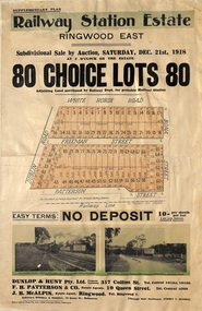 Flyer, Subdivisional Auction Sale Brochure, Railway Station Estate, Ringwood East, Vic. - 1918