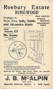 Flyer, Land Sale Advertisement - Roebury Estate, Ringwood, Victoria - circa 1938