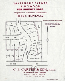 Flyer, Land Sale Advertisement - Savernake Estate, Ringwood, Victoria - 1967