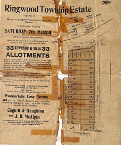 Flyer, Auction Sale Advertisements - Ringwood Township Estate, Ringwood, Victoria - 1914