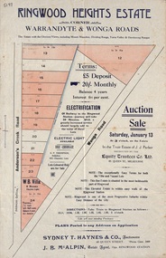 Flyer, Land Auction Sale Advertisement - Ringwood Heights Estate, Ringwood, Victoria - circa 1923