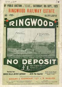Flyer, Subdivision Advertisement - Ringwood Railway Estate Public Auction - 1923