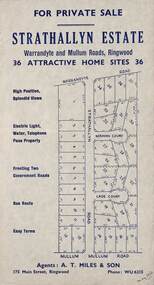 Flyer, Land Sale Advertisement - Strathallyn Estate, Ringwood, Victoria - circa 1950