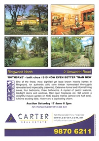 Memorabilia - Property History, Rothsaye, 2 Unsworth Road Ringwood North, Victoria