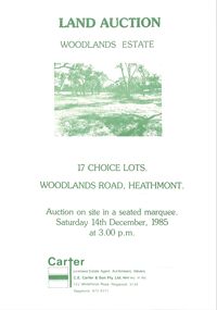 Pamphlet - Land Sales Brochure, Woodlands Estate , Heathmont,  1985