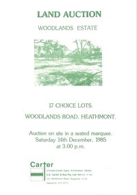 Pamphlet - Land Sales Brochure, Woodlands Estate, Heathmont,  1985
