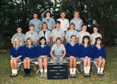 Photograph - Group, Ringwood Technical School 1988 Year 10.2, c 1988