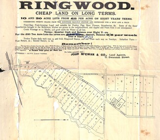 Flyer, Land Sale Advertisement, Ringwood, Victoria - 1894