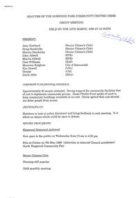 Document, Minutes of the Norwood Park Community Centre Users Group meetings - various meetings held in 1995
